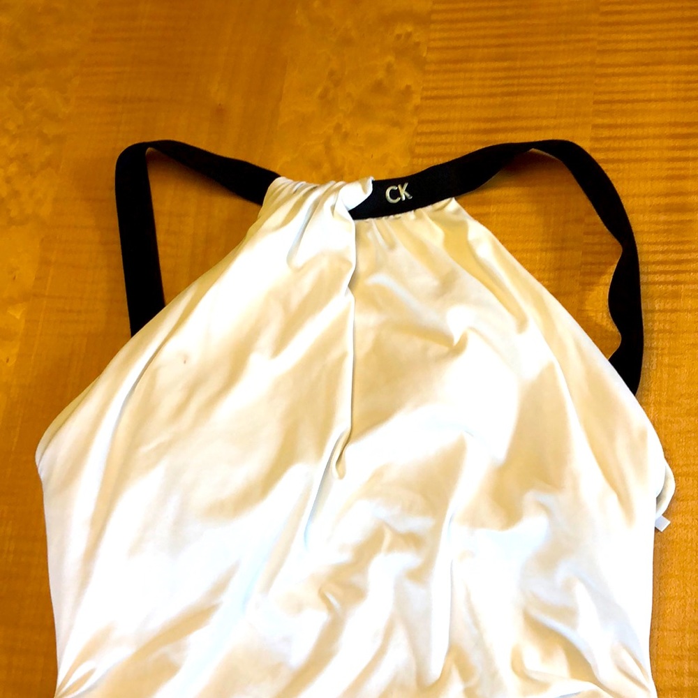 Calvin Klein White Swimsuit size 4 Black straps